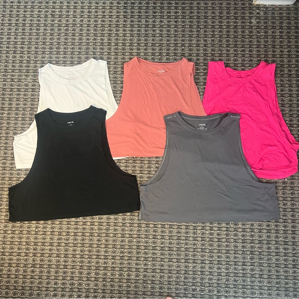Set of 5 Workout Cropped Muscle Tank Tops